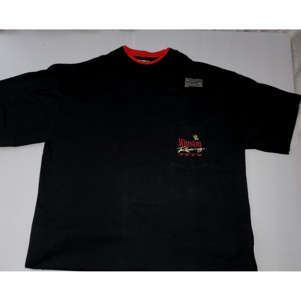 Mens Vintage Winston Racing Team T-Shirt 1992 Black Red Pocket Size XL New